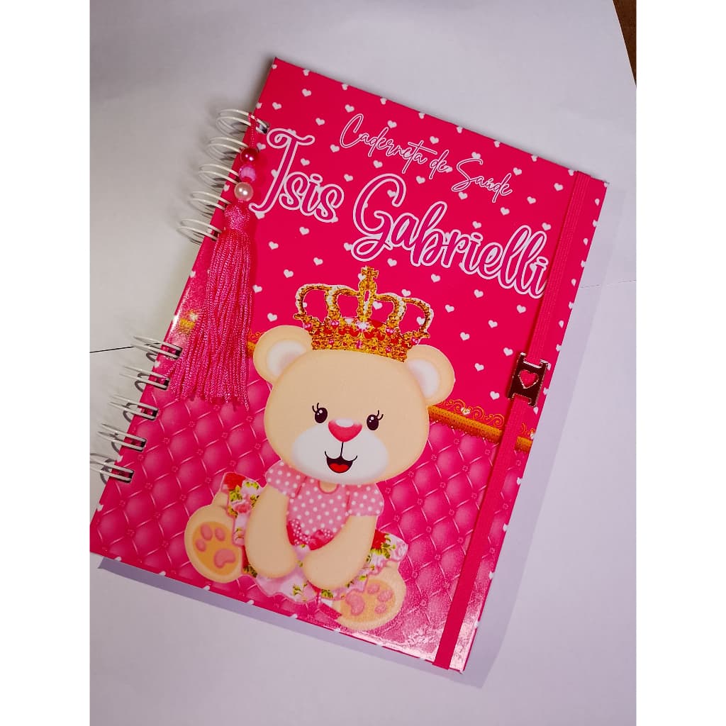 Caderneta de Vacinação Ursinha Realeza | Personalizada com Nome do Bebê | Organize as Vacinas com Muito Charme