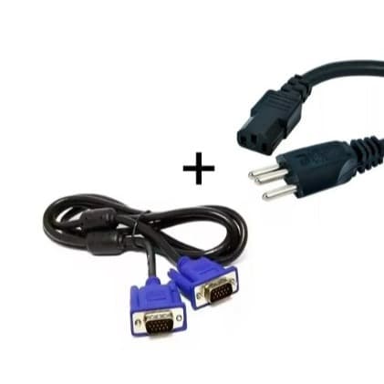 Kit Monitor: Cabo VGA 1.5m + Cabo de Força Tripolar