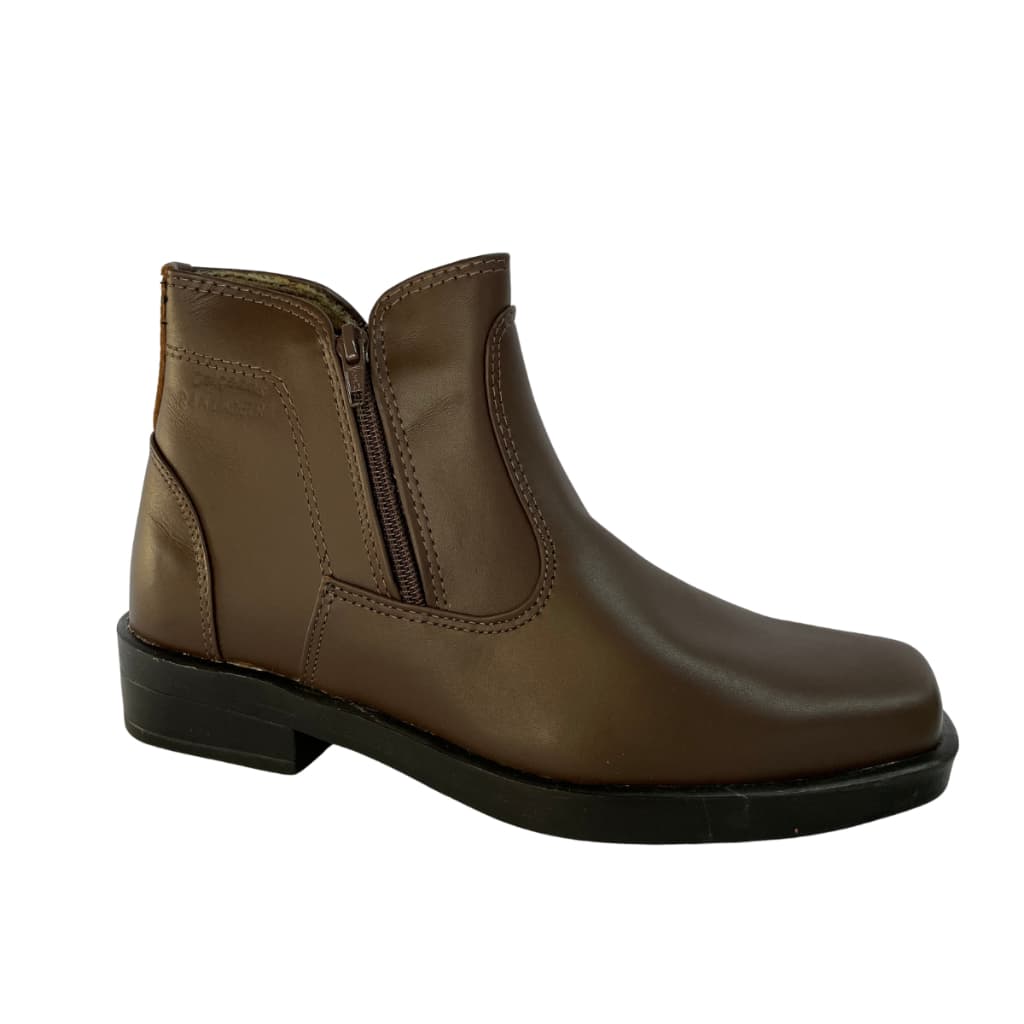 Bota Couro Legítimo Marrom Zíper Lateral Solado PU Leve e Confortável Ideal para Trabalho ou Casual