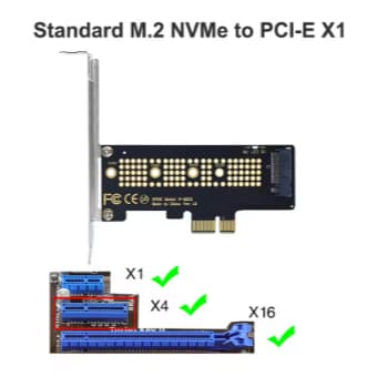 Placa PCI-E Para SSD M.2 NVME M.2 NVME SSD PCIe 4.0 Placa adaptadora 64 Gbps M-Key PCIe4.0 X1 X4 PC