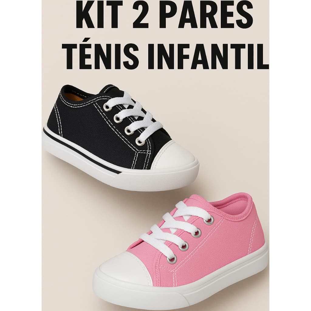 Kit 2 Pares Tênis Infantil Menina Menino Casual Escolar Conforto e Estilo Promoção