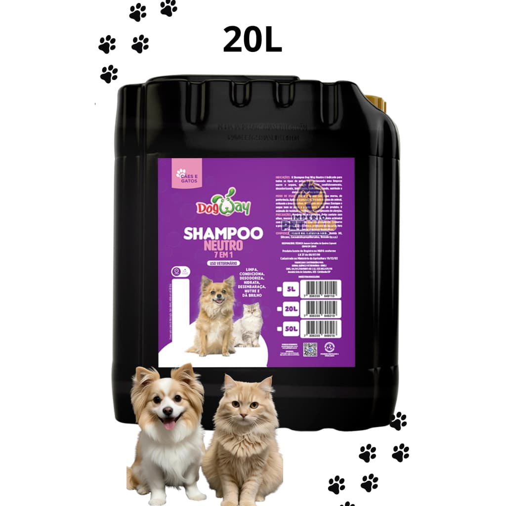 Shampoo Dog Way Neutro 7 em 1 Todas as Pelagens 20L Caes e Gato Genial Pet