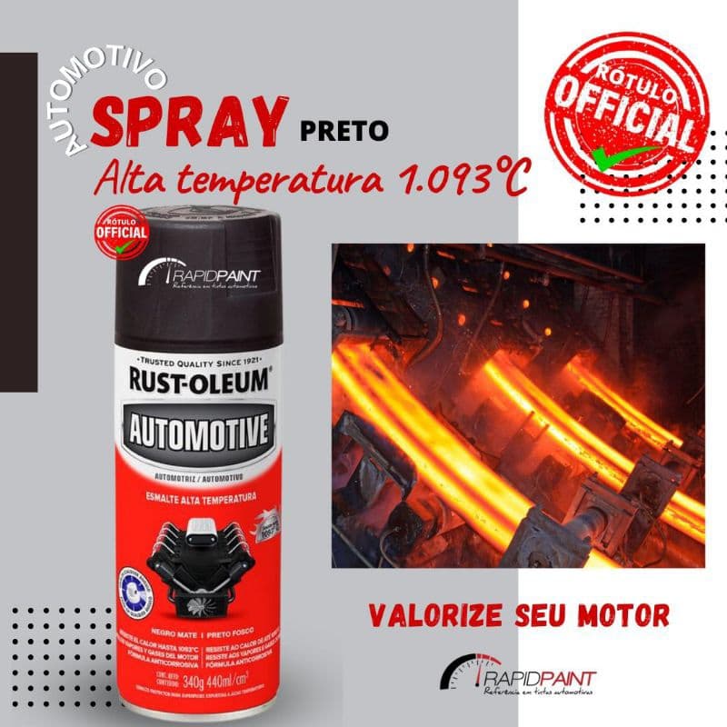 SPRAY PRETO FOSCO 1093C ALTA TEMPERATURA "ROTULO VERMELHO"  - RUST OLEUM