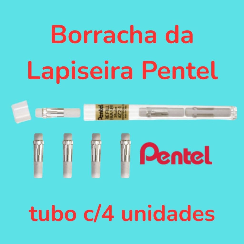 Refil da Borracha para lapiseira PENTEL Z2-1N tubo plástico com 4 unidades