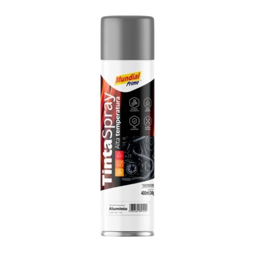 Tinta Spray Alta Temperatura 400 ml - ALUMÍNIO - Mundial Prime