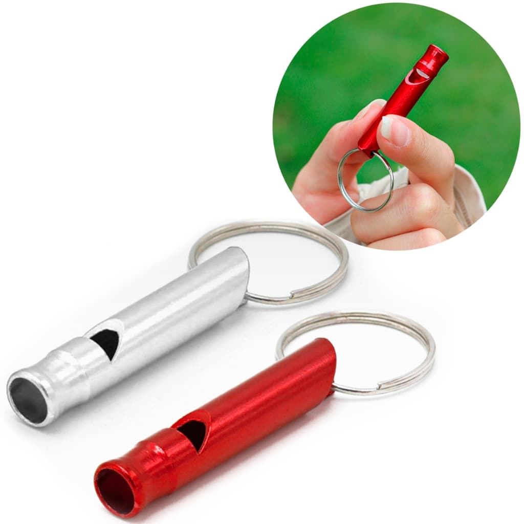 Kit dois apitos de alumínio emergência sobrevivência outdoor trekking camping trilha travessia EDC