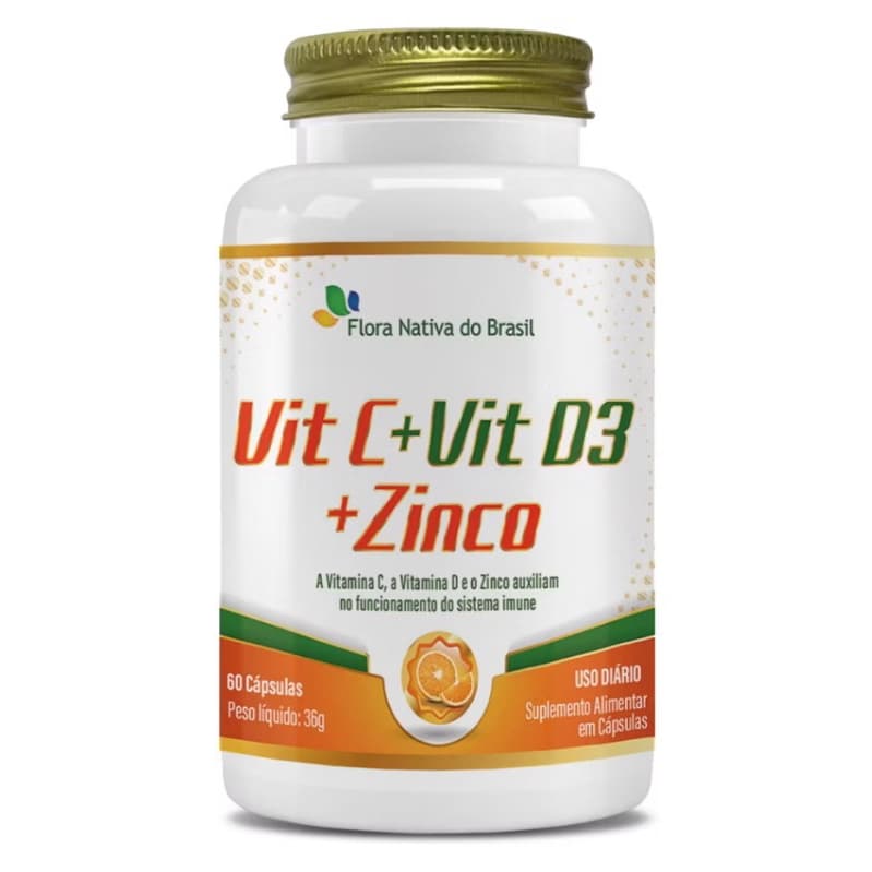 Vitamina C + Vit D3 + Zinco 28mg 60 Cápsulas - Flora Nativa