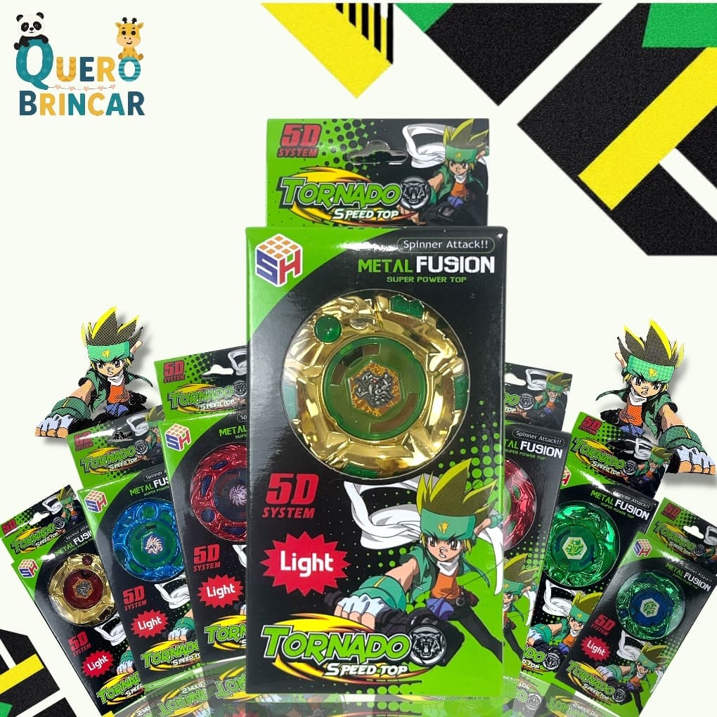【Oferta Relâmpago】Beyblade 5D com Lançador + Luz de LED – Batalha de Metal Incrível!