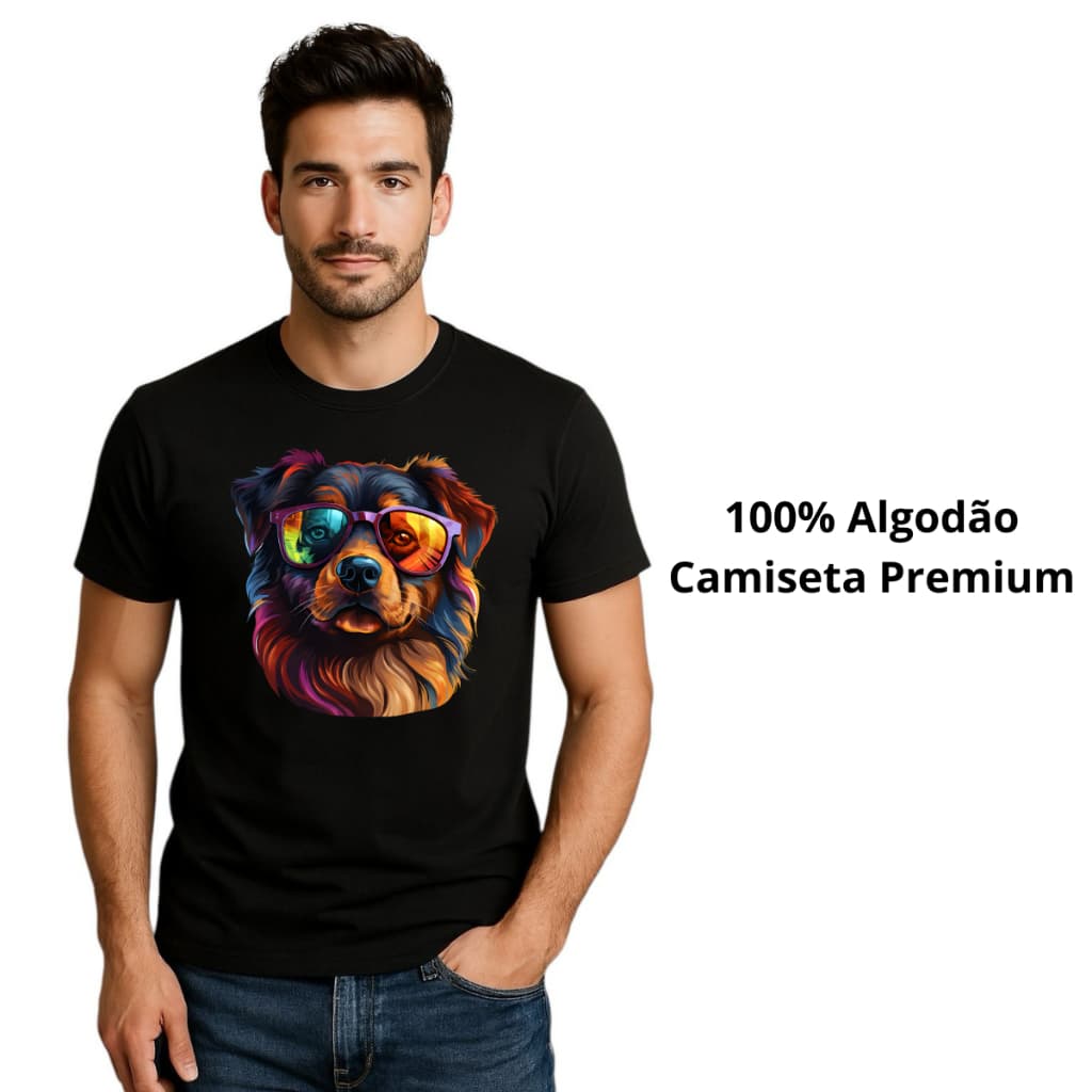 Camiseta Masculina Cachorro Colorido Inedita Lançamento