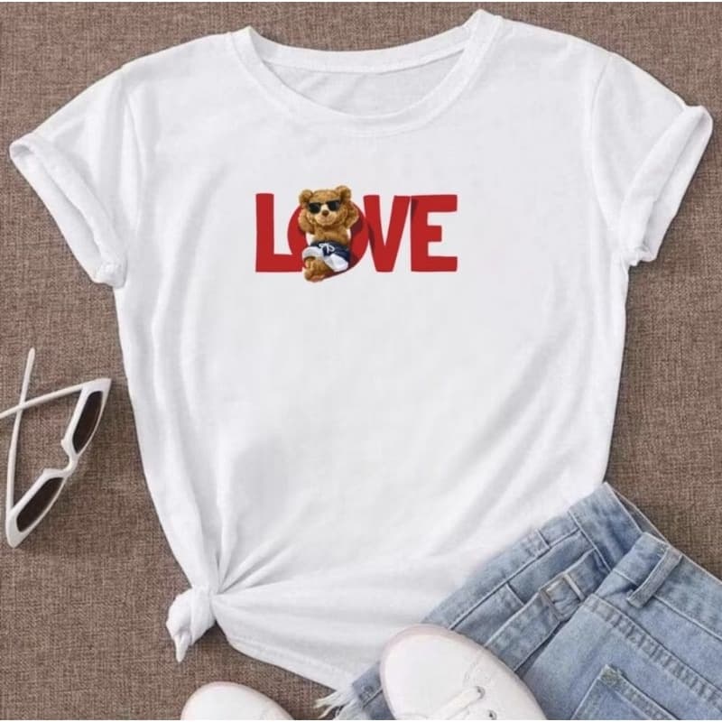 Camisa Feminina Casual Love urso Bloguerinha