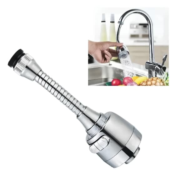 Bico Arejador Flexível para Torneira 360° com Duplo Jato e Fita Veda Rosca - K-063