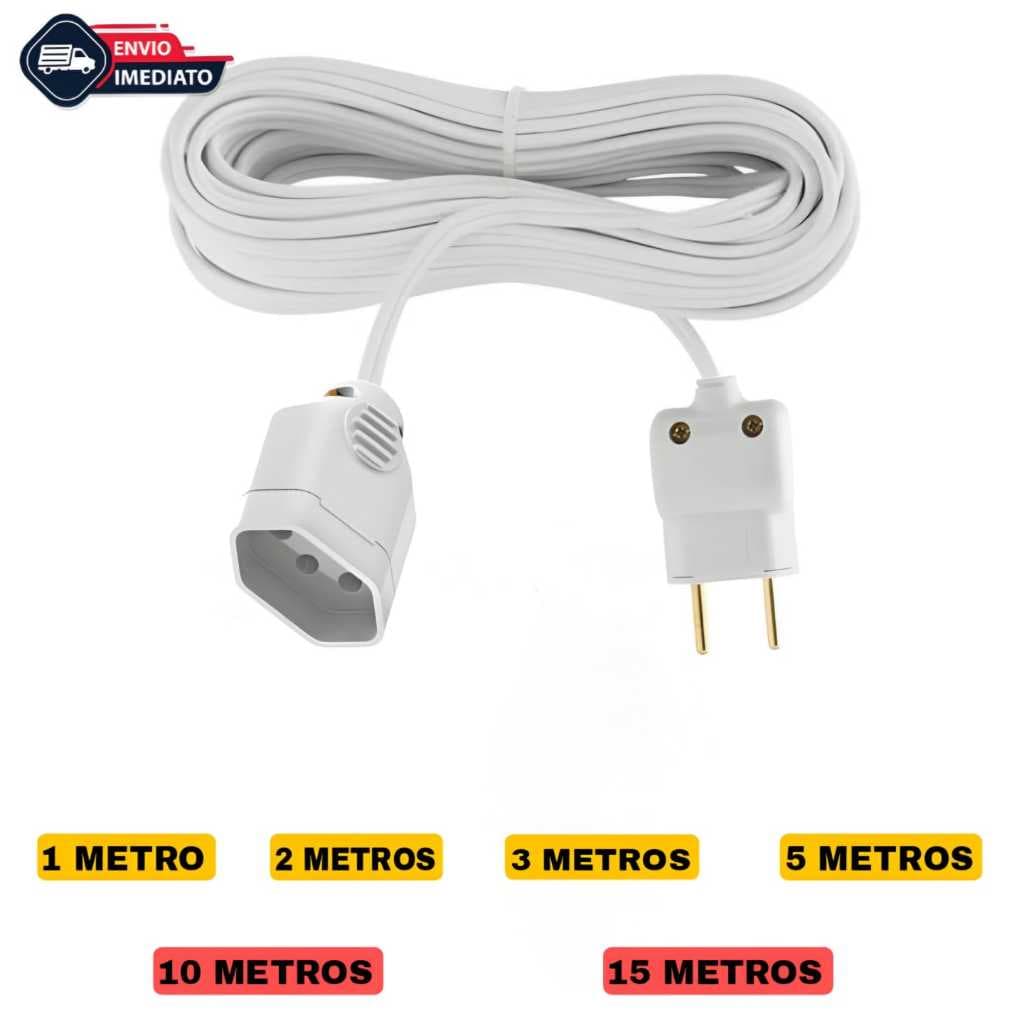 Extensão Elétrica 1/2/3/5/10/15 Metros Branca Extensão Tomada Cabo 1,5mm Compacta Extenção Energia