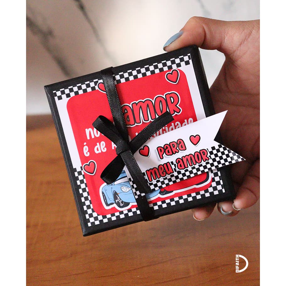 Mini Box McQueen & Sally – Amor em Alta Velocidade caixa de 9x9x3cm