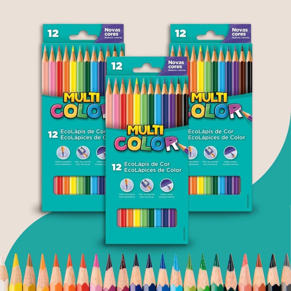 Kit com 3 Caixas Lápis De Cor Profissional Multicolor Escolar 12 cores -  Faber Castell