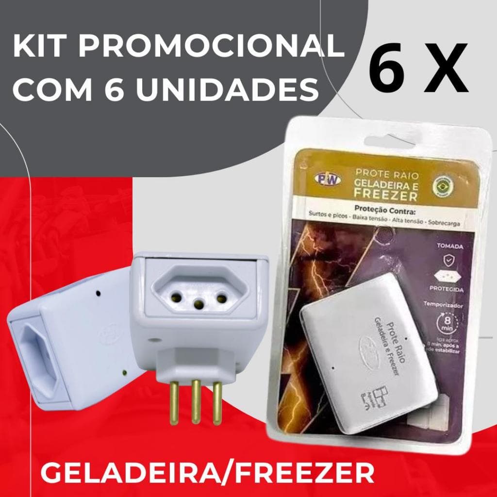 kit com 6  Protetor Elétrico ProteRaio Geladeira e Freezer 10A - O mais vendido - Pronta entrega