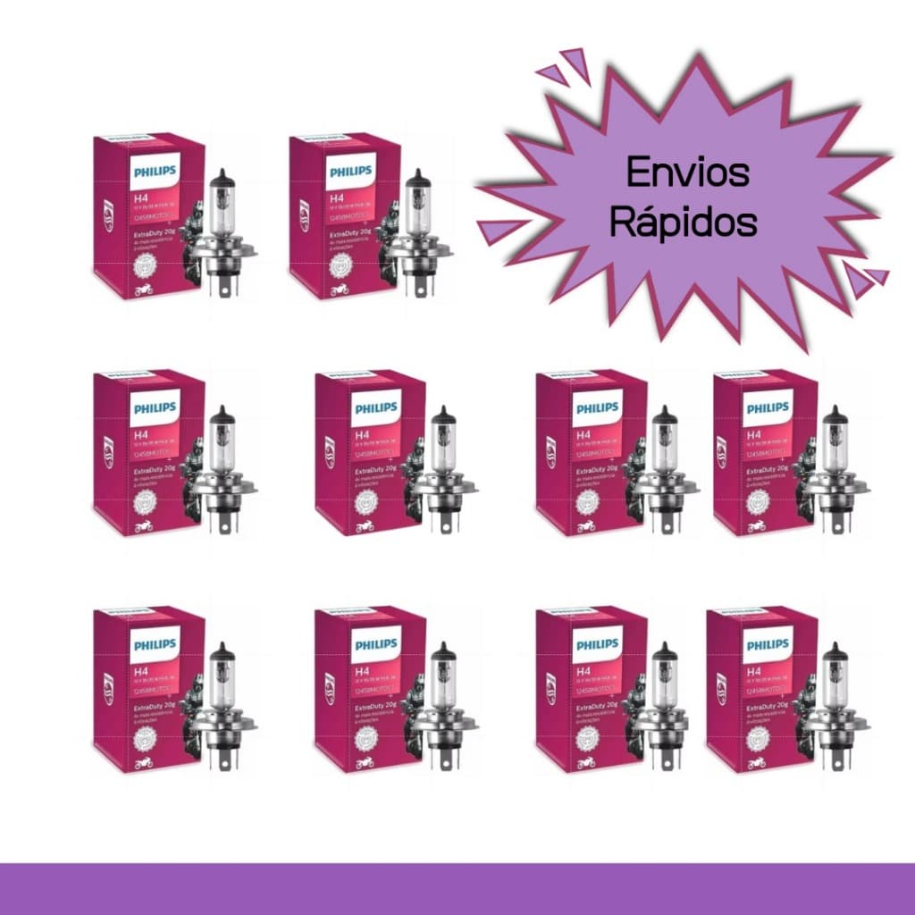Kit 10 UNIDADES Lâmpada Farol H4 Extra Duty(ROX))) 35/35w Philips