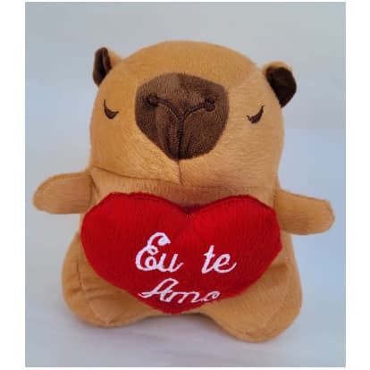 Capivara de Pelúcia com ou sem Coração ou Gorro Fofa para Presente ou Decoraçao de Natal