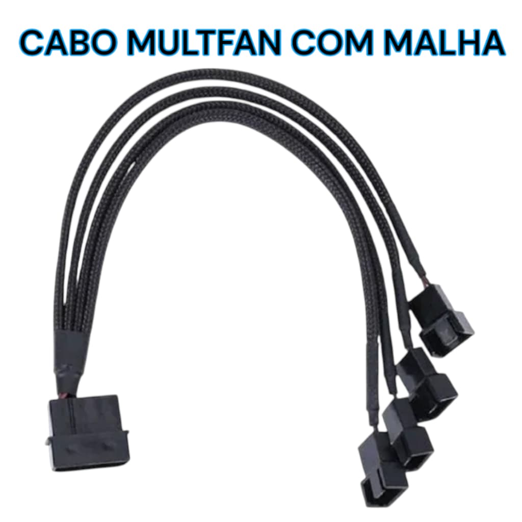 Cabo Hub Adaptador Sleeved Multi Fan Molex P/4 Coolers 3 Ou 4 Pinos 27 Cm - 12v