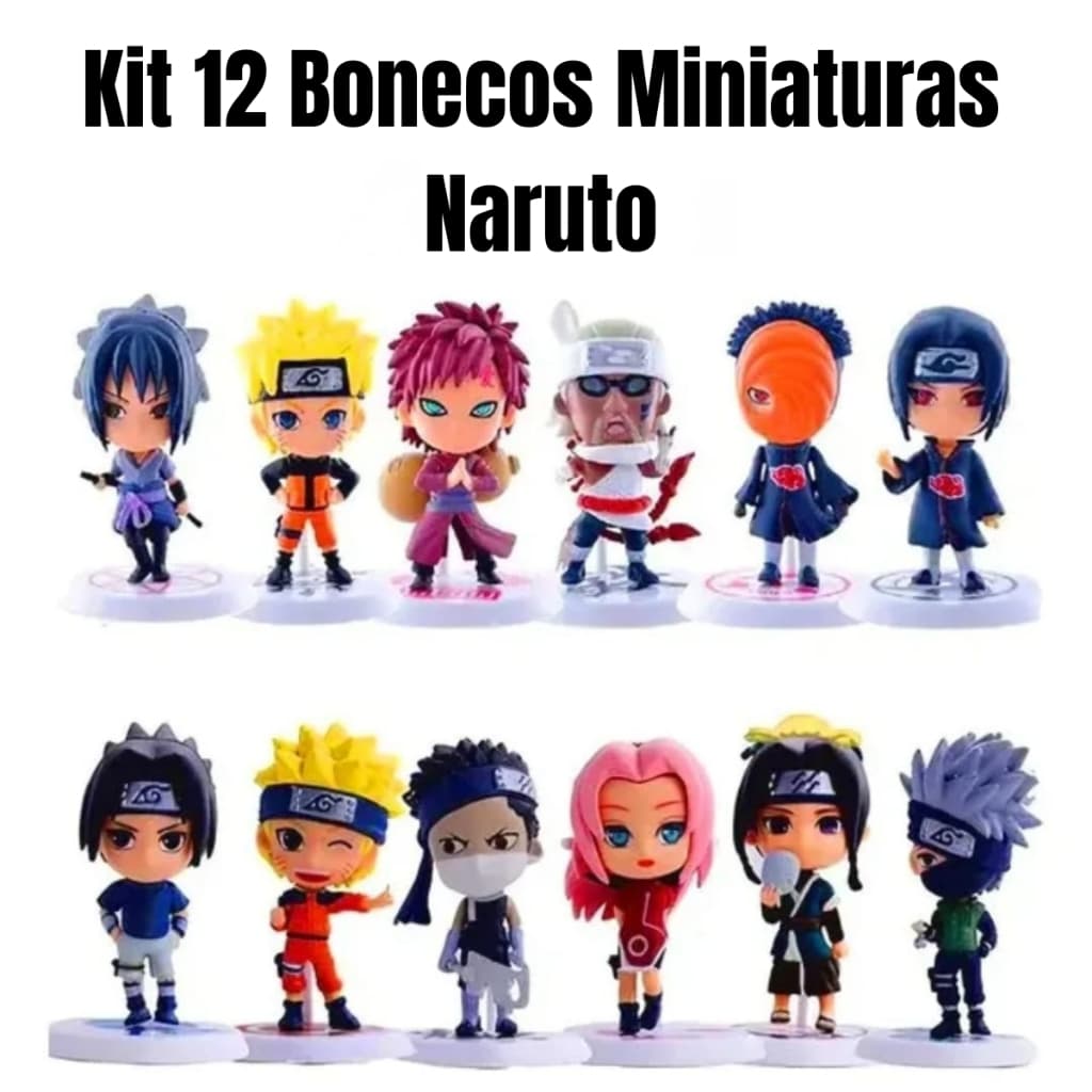 Kit 12 Bonecos Miniaturas Naruto Action Figures Anime Colecionáveis