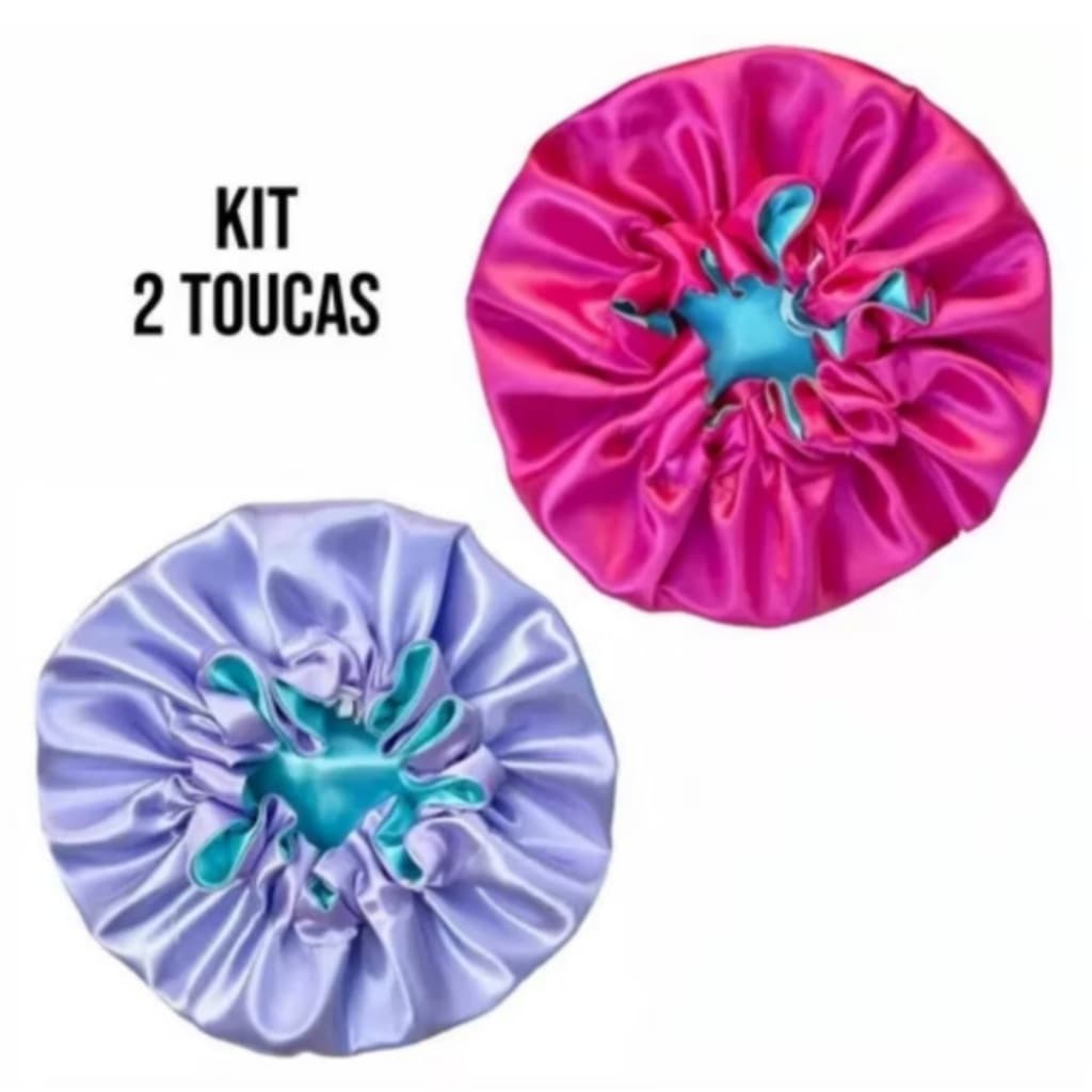 KIT 2 Toucas  Dupla Face de Cetim Antifrizz com Regulagem