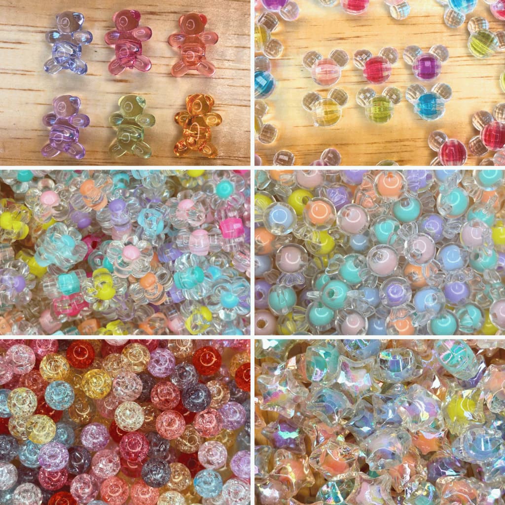 Miçanga Infantil Colorida Flor Bala Estrela Urso Para Artesanato DIY Pulseiras Chaveiro Colares 50g