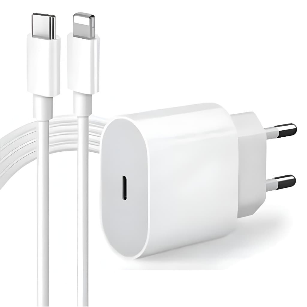 Kit Carregador iPhone Turbo Tipo-C 20W + Cabo Lightining para IPhone Carga rápida