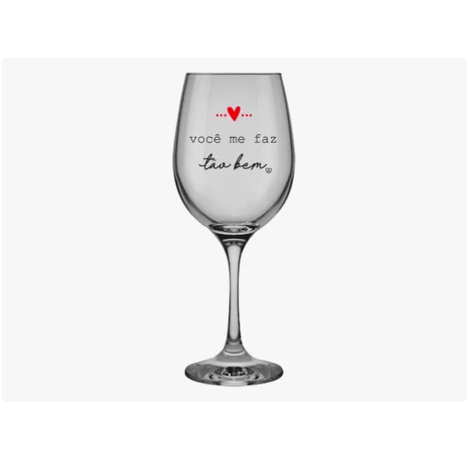 Taça Para Vinho De Vidro Decorada 490ml Dia Dos Namorados