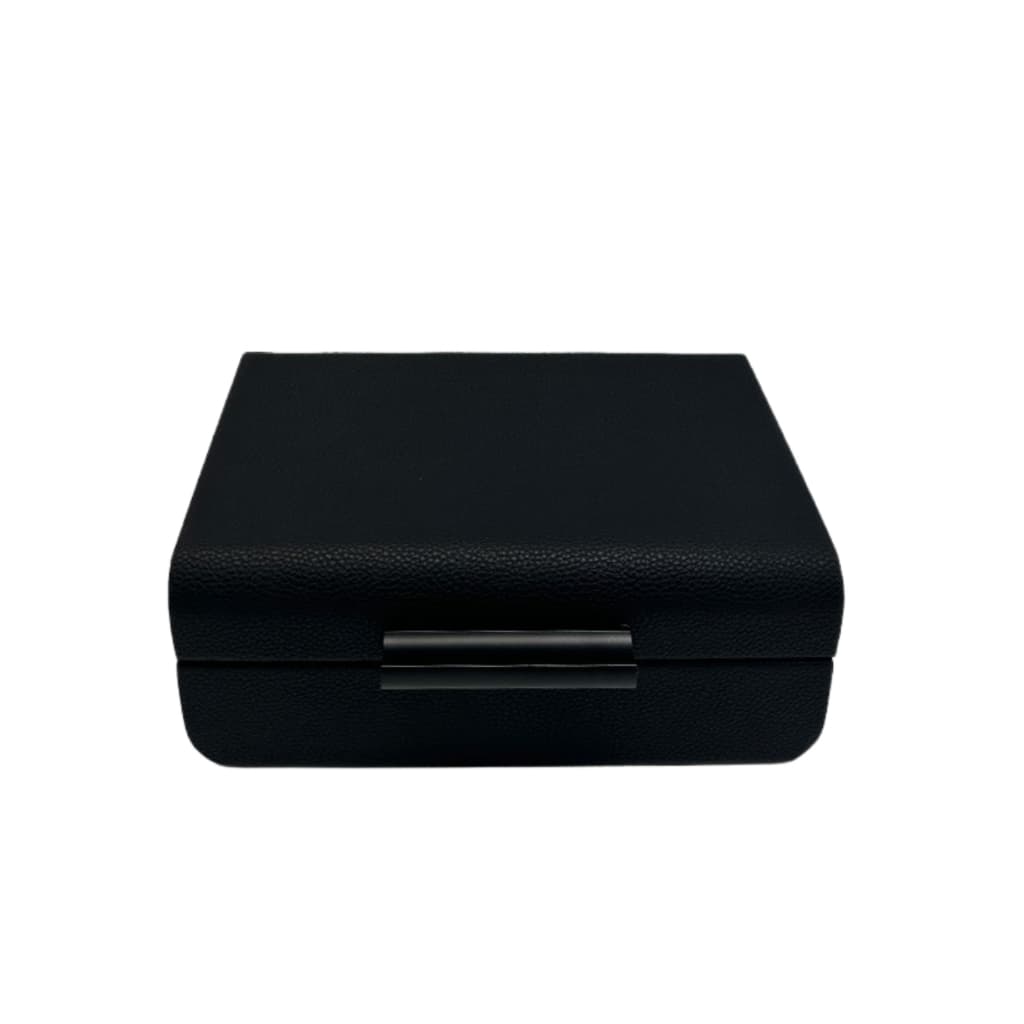 Caixa Decorativa Em Couro Preto-paramount 20x13x7cm.