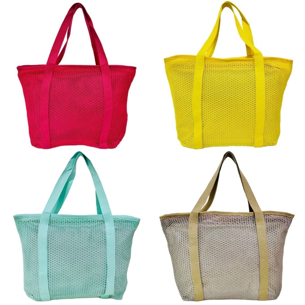 Bolsa de Praia Feminina Tote Bag Tela Mesh Emborrachada Piscina Várias Cores
