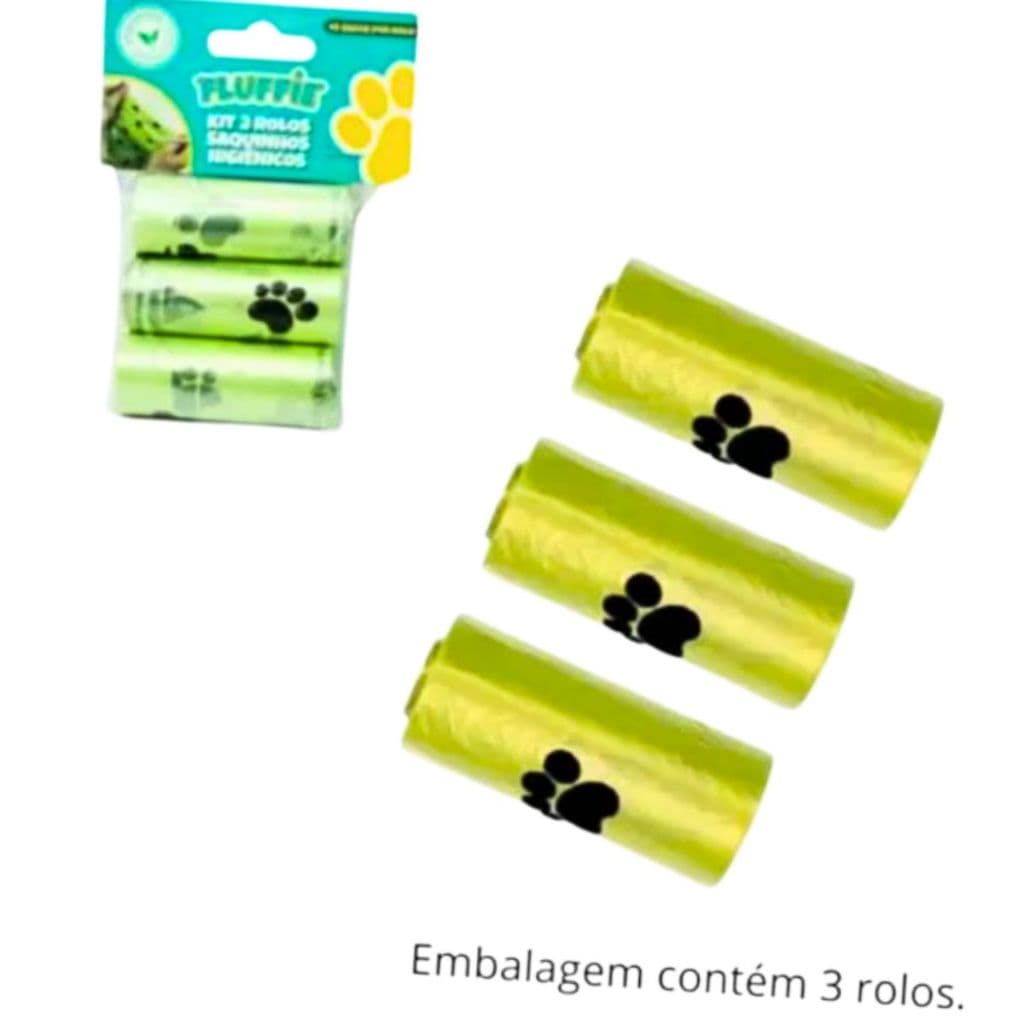 Kit 3 Rolinhos Saquinhos Cata Coco Coletor Lixo Pet