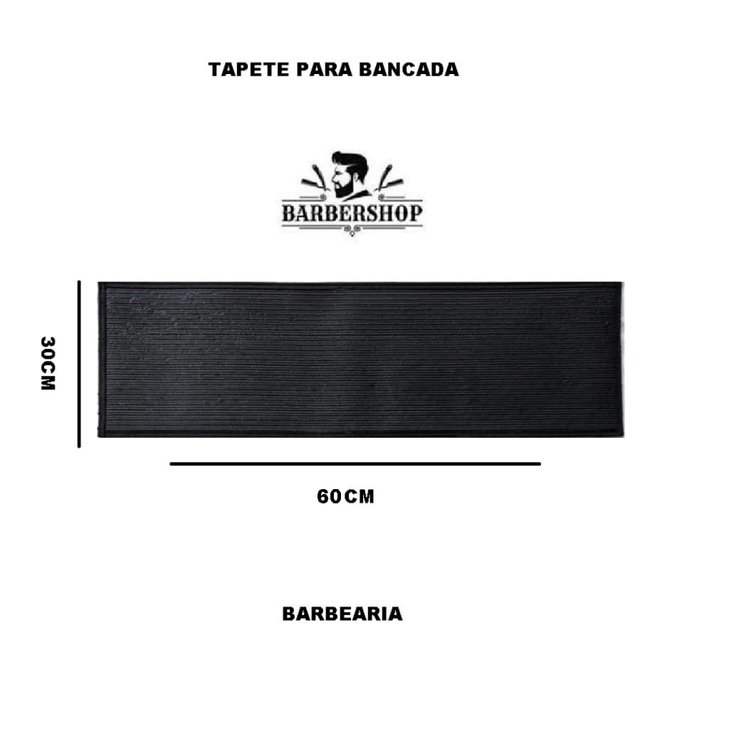 Tapete Para Bancada Barbearia Borracha 60cm x 30cm Ripado Preto