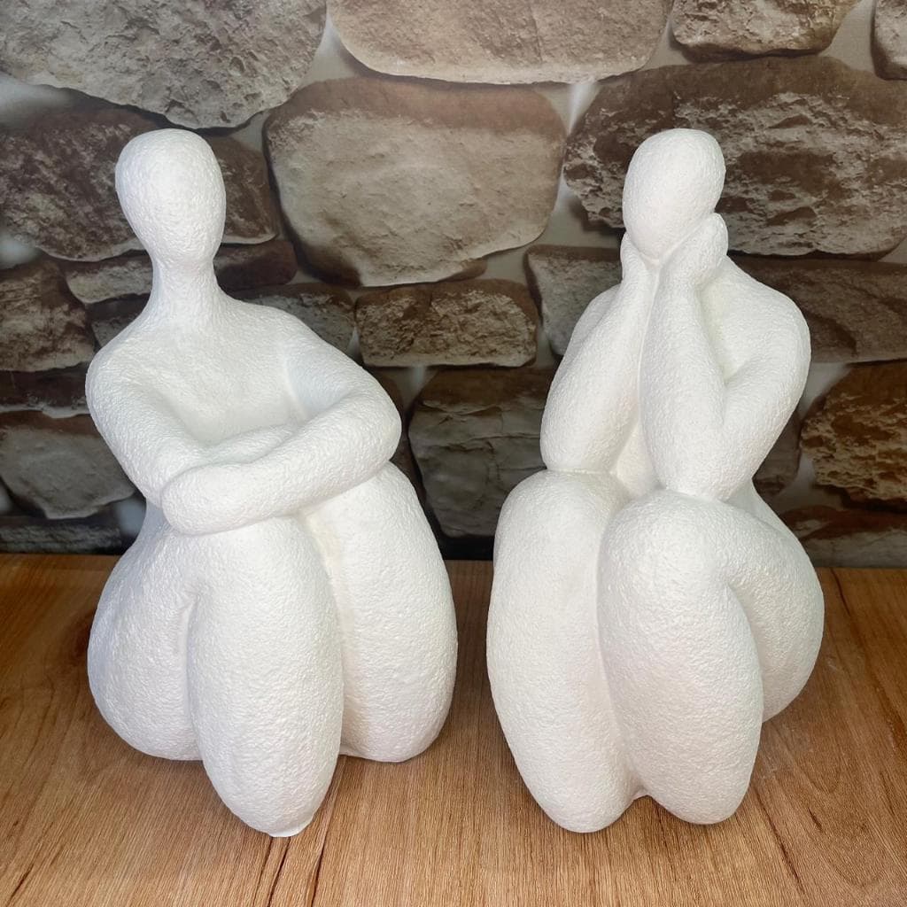 Escultura Casal Decorativa  Em Gesso Cru 20 cm