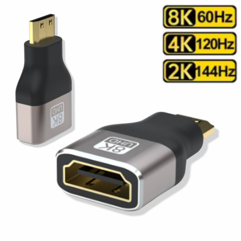 Adaptador Mini HDMI Para HDMI 2.1 8K 60Hz 4K Macho Fêmea Para Câmera Placa de Vídeo Monitor