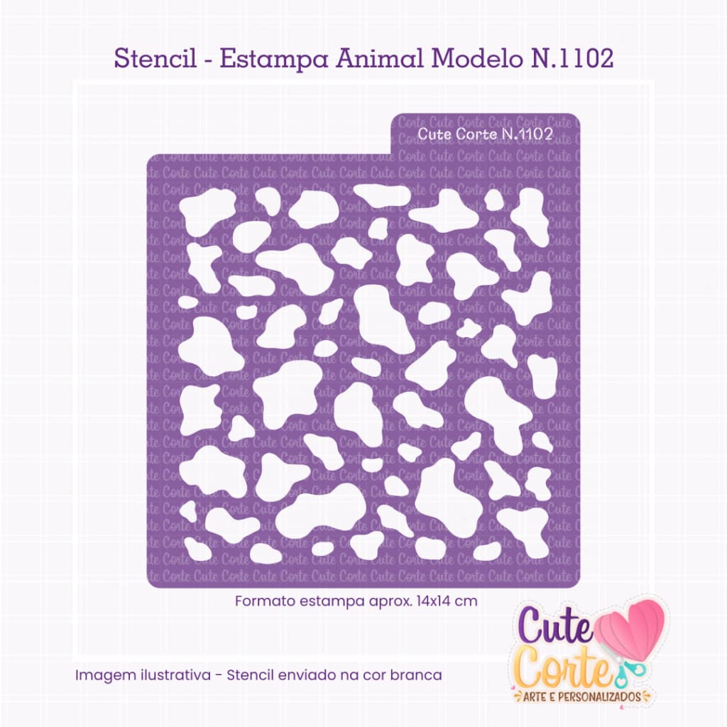 Stencil - Estencil - Animal Print - Molde Vazado para Pintura - Vaca N1102 - molde vazado - Stencil / Estêncil