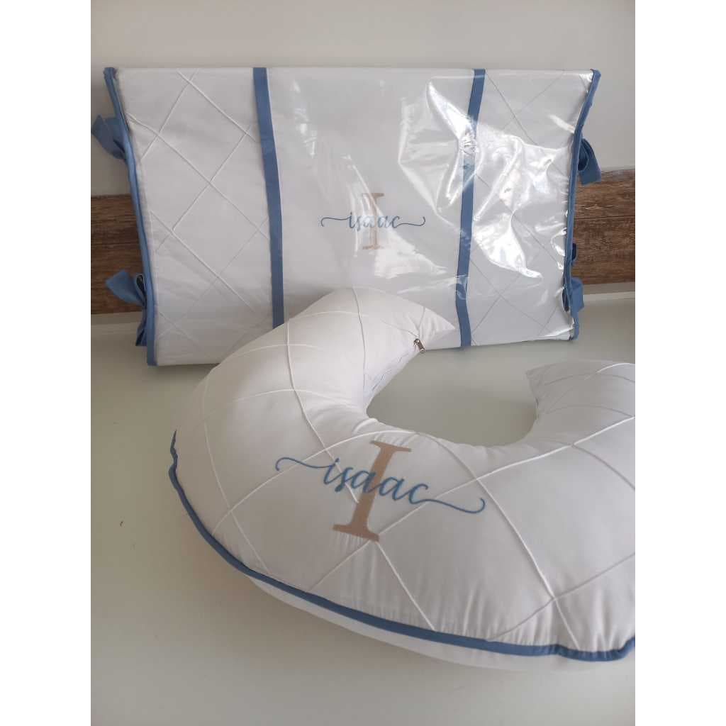 kit Almofada Amamentação e Trocador Anatômico Bordado Personalizado