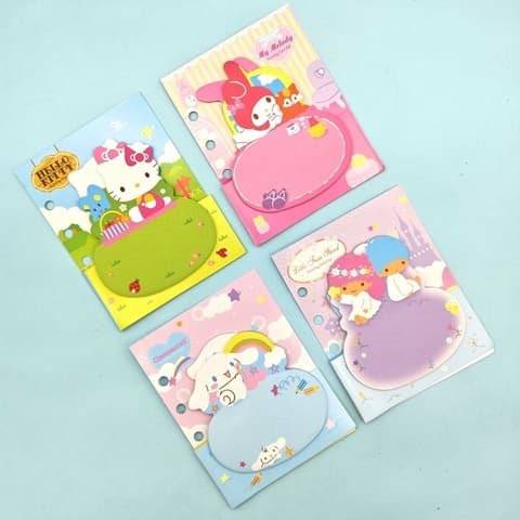 Bloquinho de anotações 2 em 1 Sanrio - Notinhas post it Kawaii