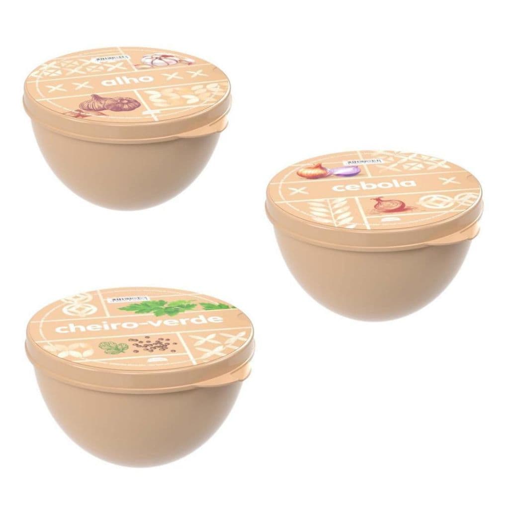 Kit Porta Temperos Alho + Cebola + Cheiro Verde Plasutil