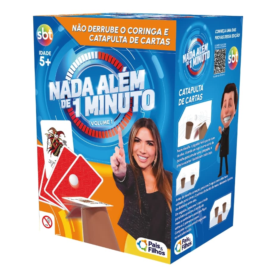Jogo Nada Além De 1 Minuto Sbt Não Derrube O Coringa E Catapulta de Cartas Pais e Filhos