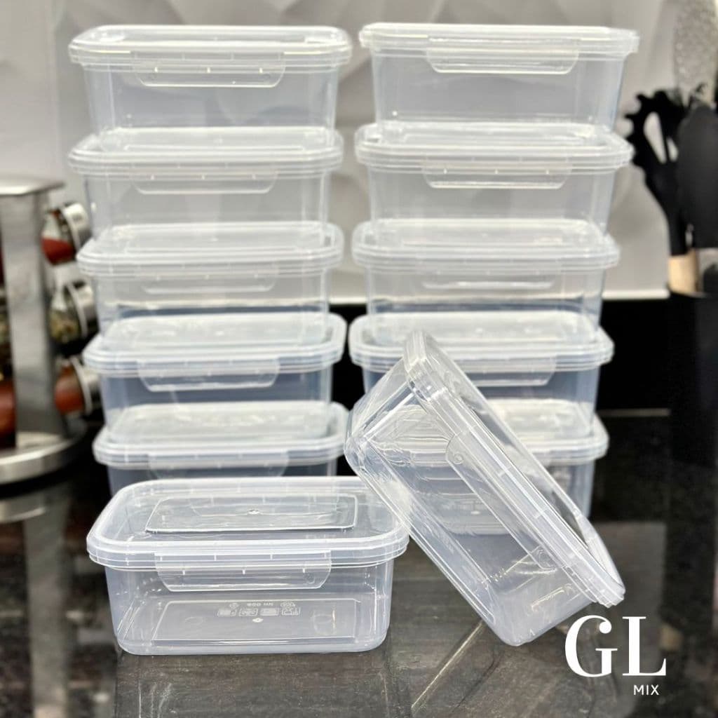 kit 20 Marmitas Com Travas 800ml fitness organizador de congelador geladeira microondas vasilhas