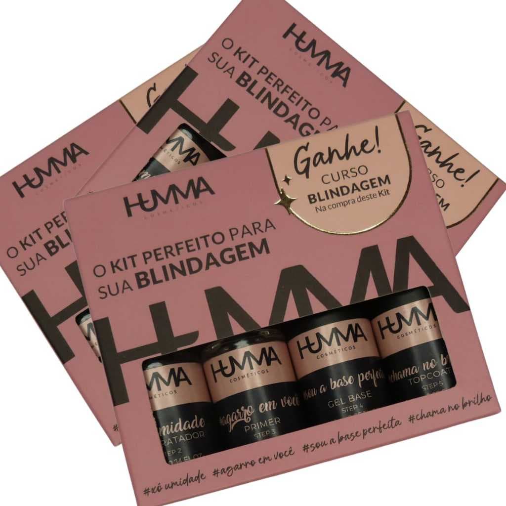 kit Blindagem de Unhas Humma - Primer Adesivador Gel Base Top Coat SEM TPO HEMA FREE