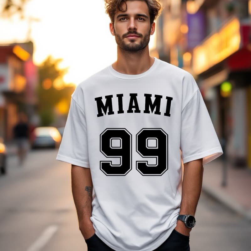 Camiseta Oversized Masculina Algodão Futebol Americano Miami Unissex Streetwear Mida Verão Feminino Treino