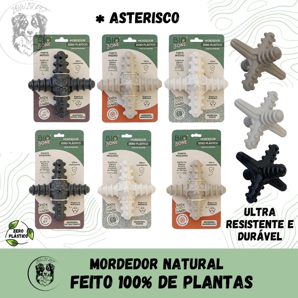 Biobone Mordedor Resistente Brinquedo Para Cães Planta Zero Plástico Asterisco Laranja Cana Madeira