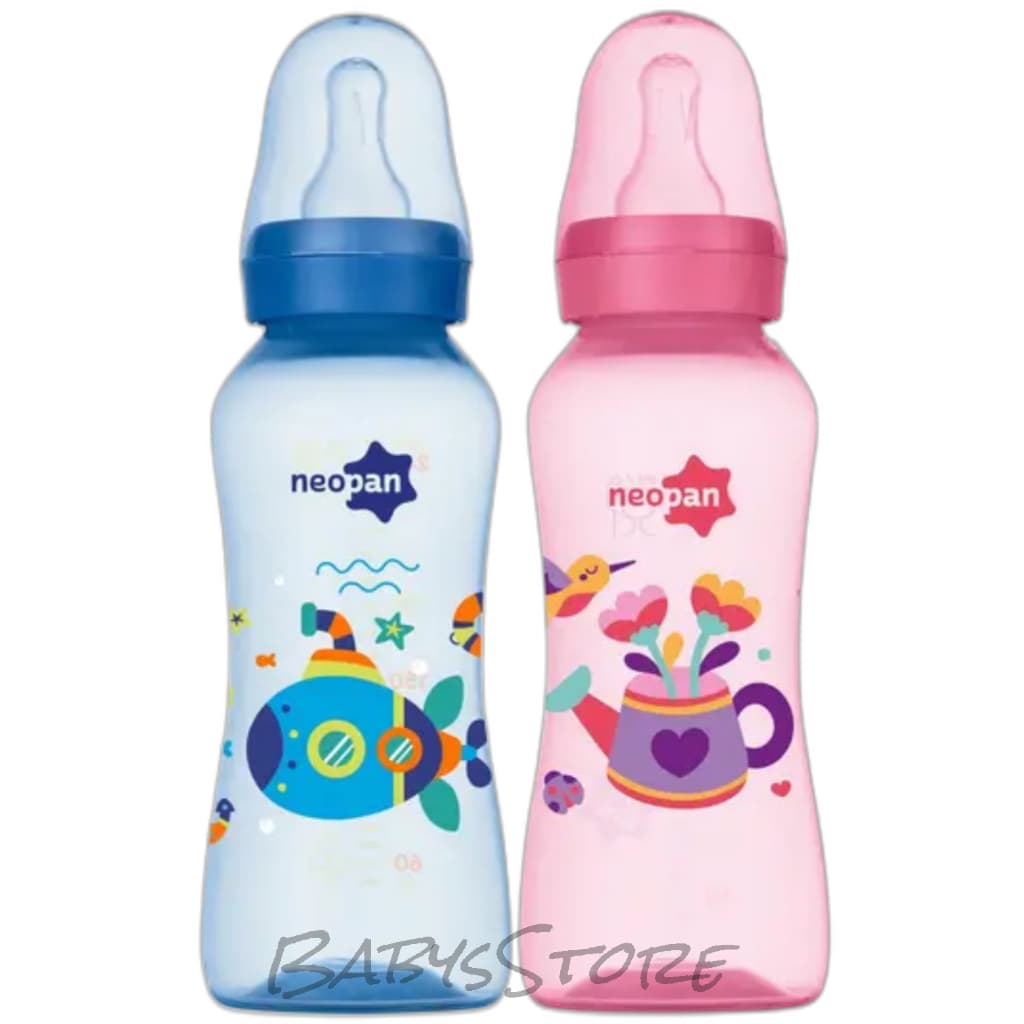 MAMADEIRA CRIATIVA AZUL/ROSA 250 ML BICO CONVENCIONAL - NEOPAN