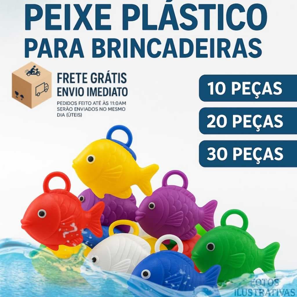 Kit Peixe Peixinho Plastico para Pescaria Infantil Festas Juninas Gincanas Agua Areia