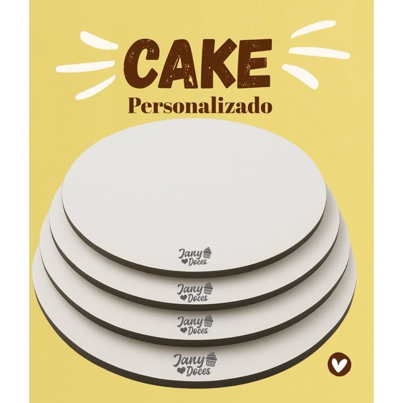 Kit 5 Bases Para Bolo Personalizadas em MDF 3mm - Com Sua Logo Gravada a Laser - cakeboard + Brindes