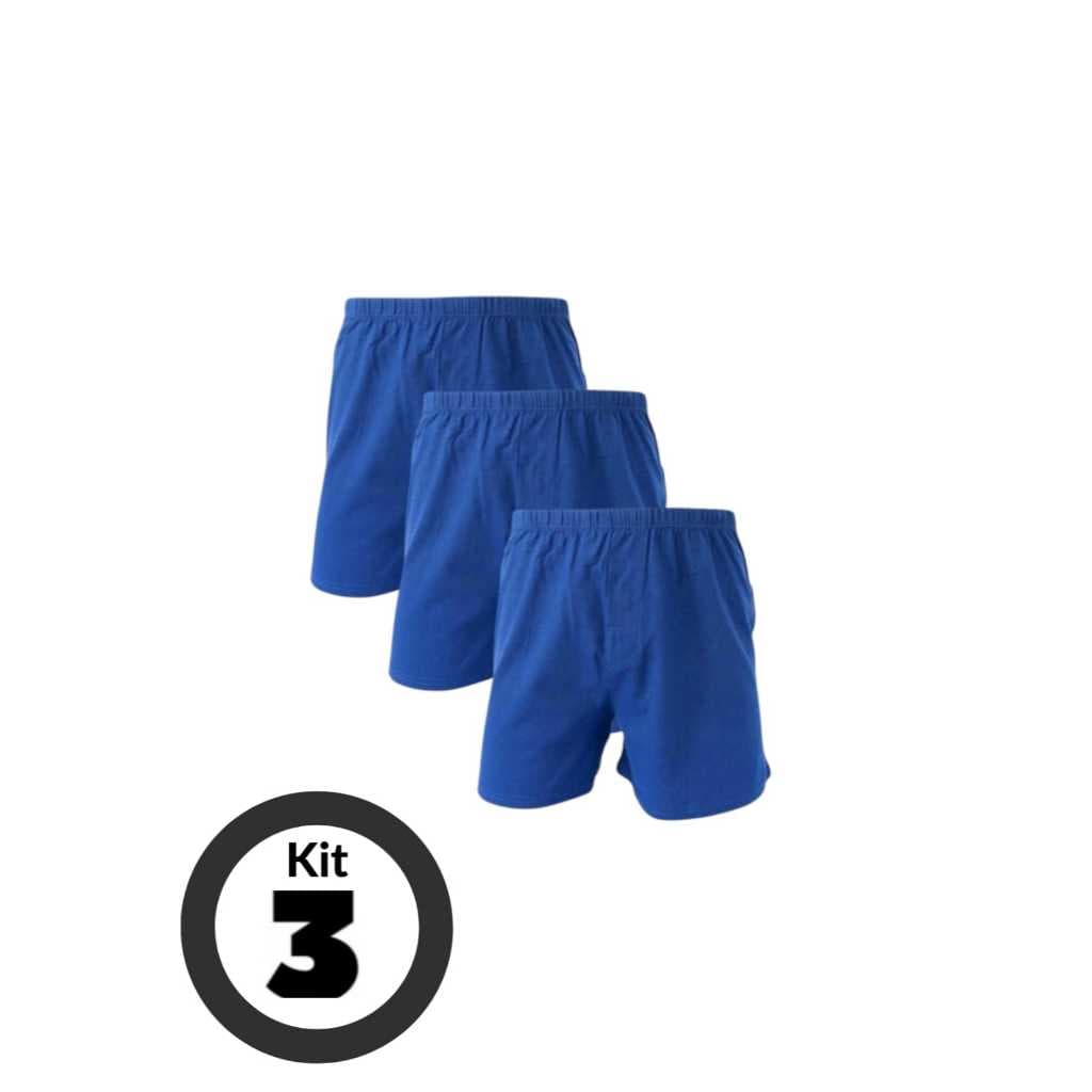 Kit 3 Samba cancao pijama 100% algodao SOMENTE NA COR AZUL MARINHO
