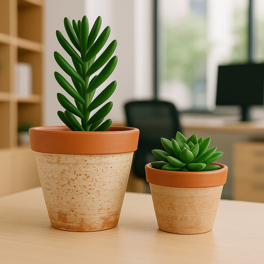 Kit 2 Vasos De Barro Cerâmica Feitos à Mão Impermeáveis Brilhante Verniz Para Suculentas Plantinhas