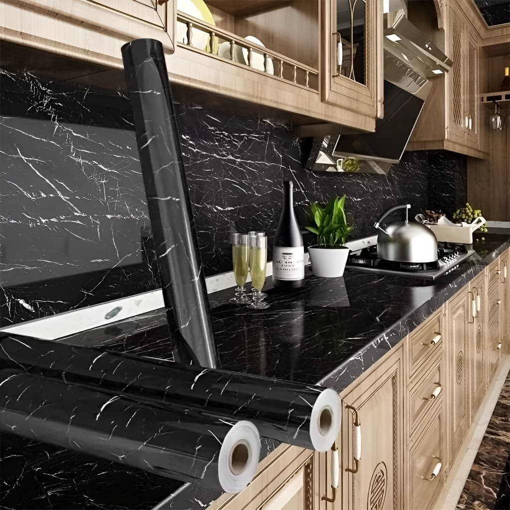 Adesivo de Mármore Autocolante 60x450cm – Papel Contact Impermeável para Cozinha, Mesa, Móveis