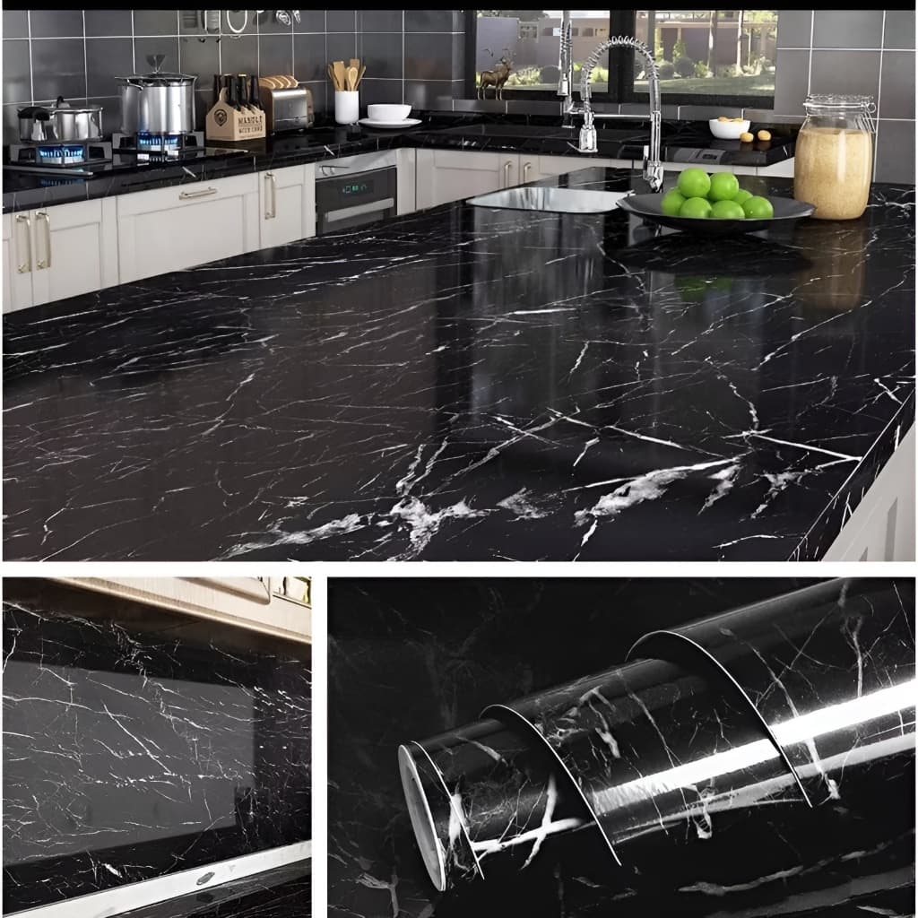 Adesivo de Mármore Autocolante 60x450cm – Papel Contact Impermeável para Cozinha, Mesa, Móveis