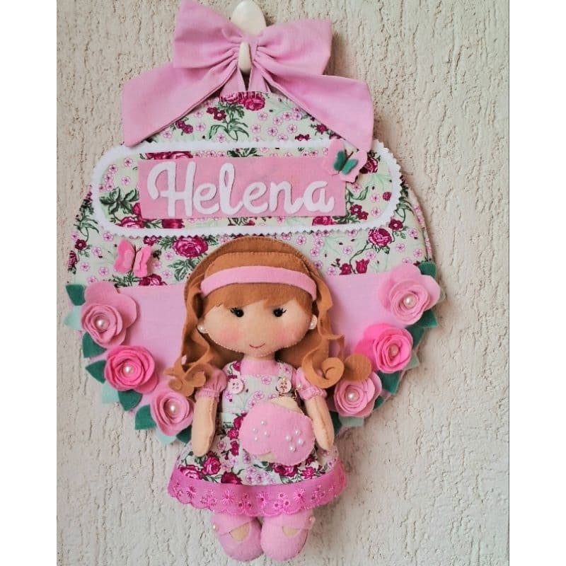 Porta Maternidade Menina Jardim Rosa – Enfeite Bebê, Quarto Infantil Personalizado